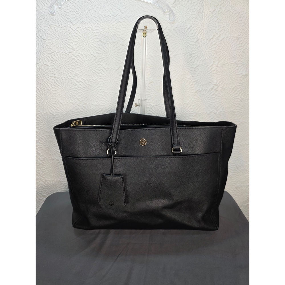 Tory Burch Robinson Tote Bag Women L Black‎ Good Saffiano Leather Shoulder Bag